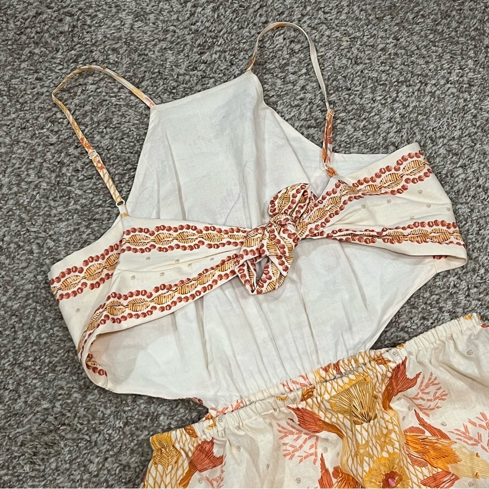 Anthropologie farm rio orange and cream strapless beachy halter top maxi dress - Picture 5 of 9